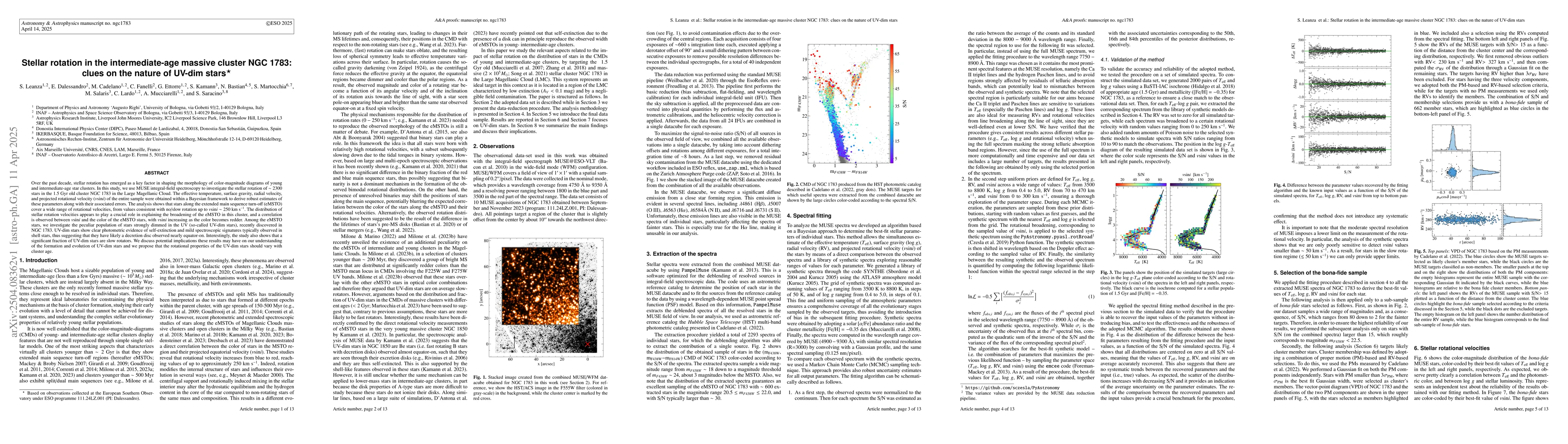 Thumbnail for Stellar rotation in the intermediate-age massive cluster NGC 1783: clues
  on the nature of UV-dim stars