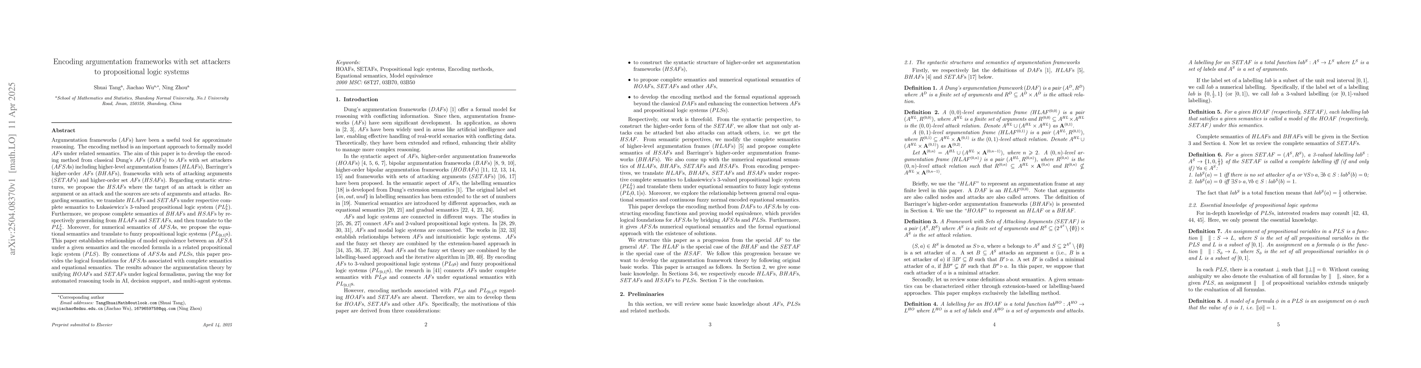 Thumbnail for Encoding argumentation frameworks with set attackers to propositional
  logic systems