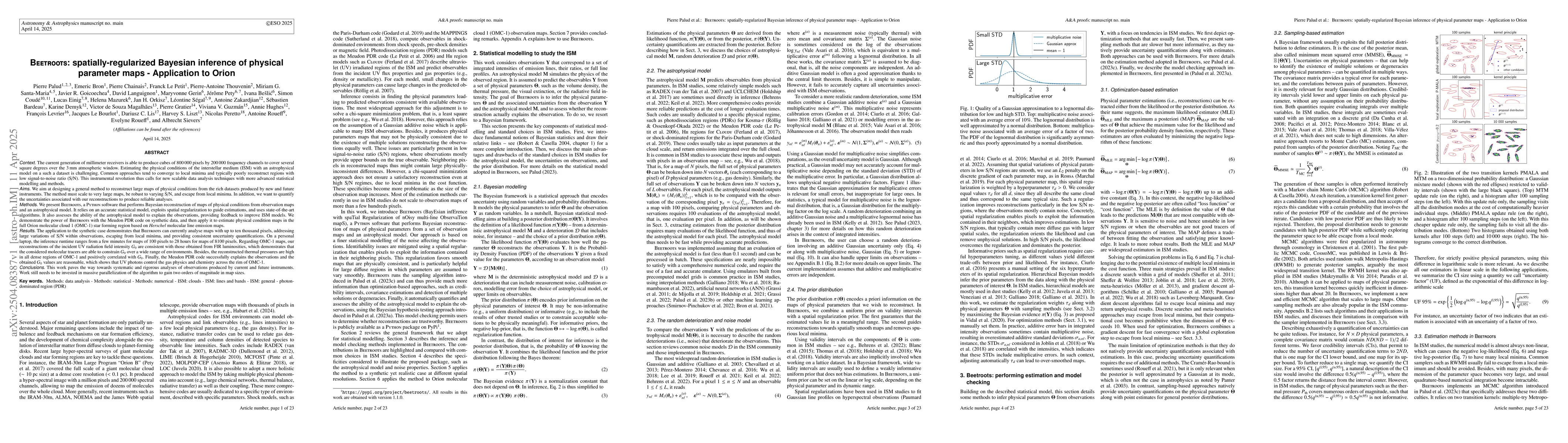 Thumbnail for Beetroots: spatially-regularized Bayesian inference of physical
  parameter maps -- Application to Orion