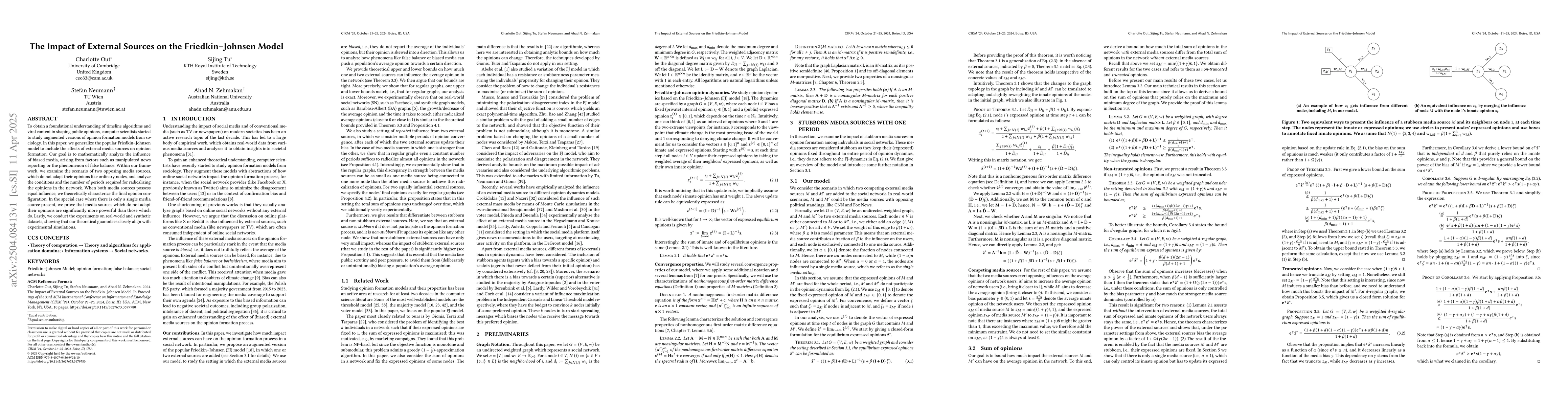 Thumbnail for The Impact of External Sources on the Friedkin-Johnsen Model