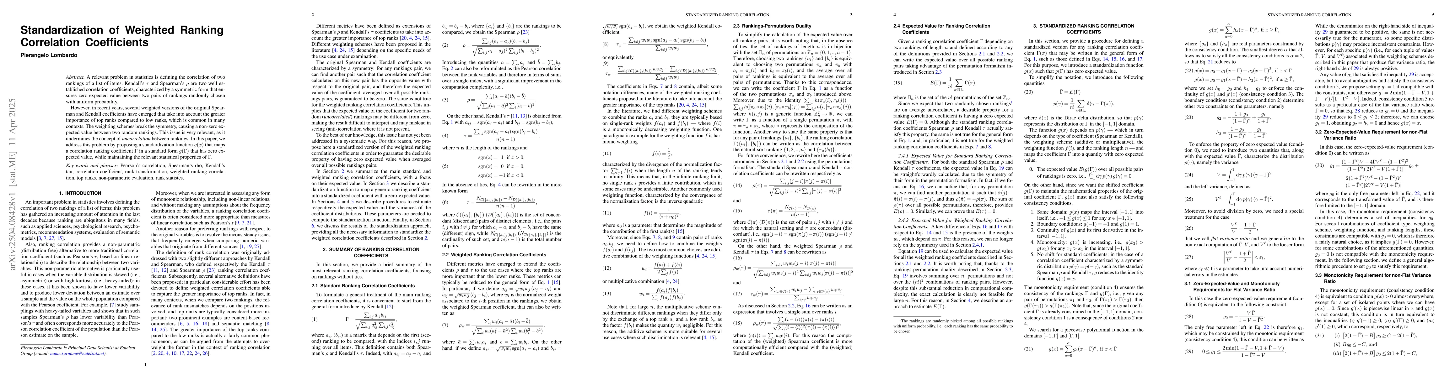 Thumbnail for Standardization of Weighted Ranking Correlation Coefficients
