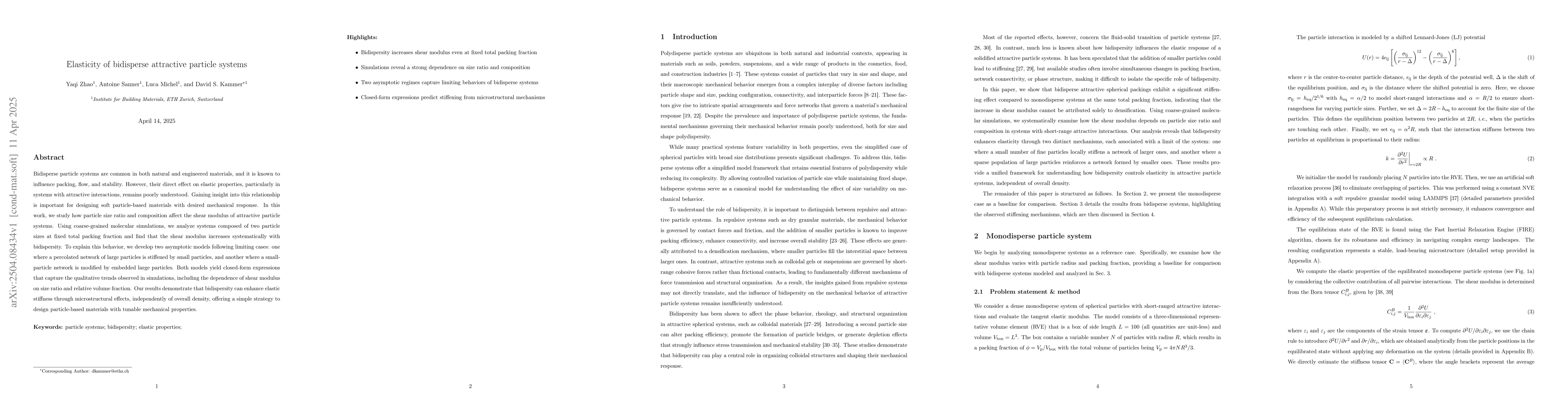Thumbnail for Elasticity of bidisperse attractive particle systems