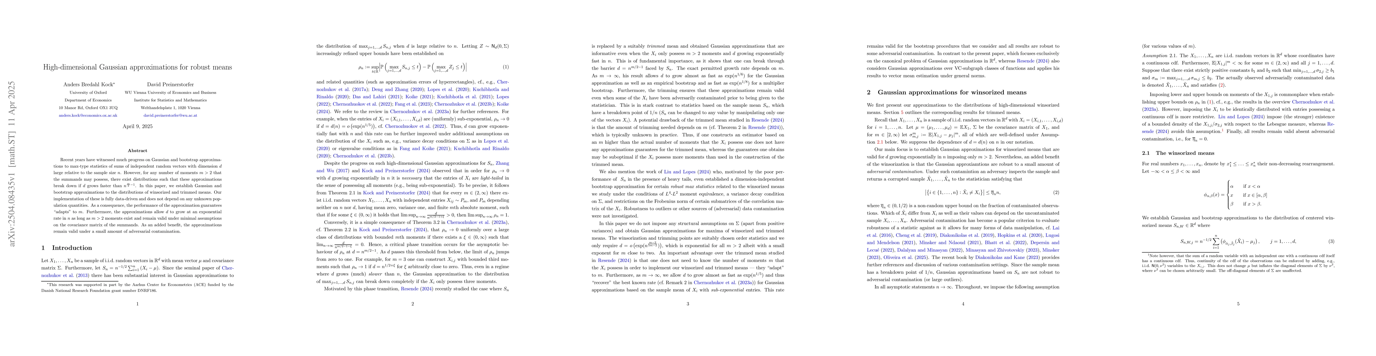 Thumbnail for High-dimensional Gaussian approximations for robust means