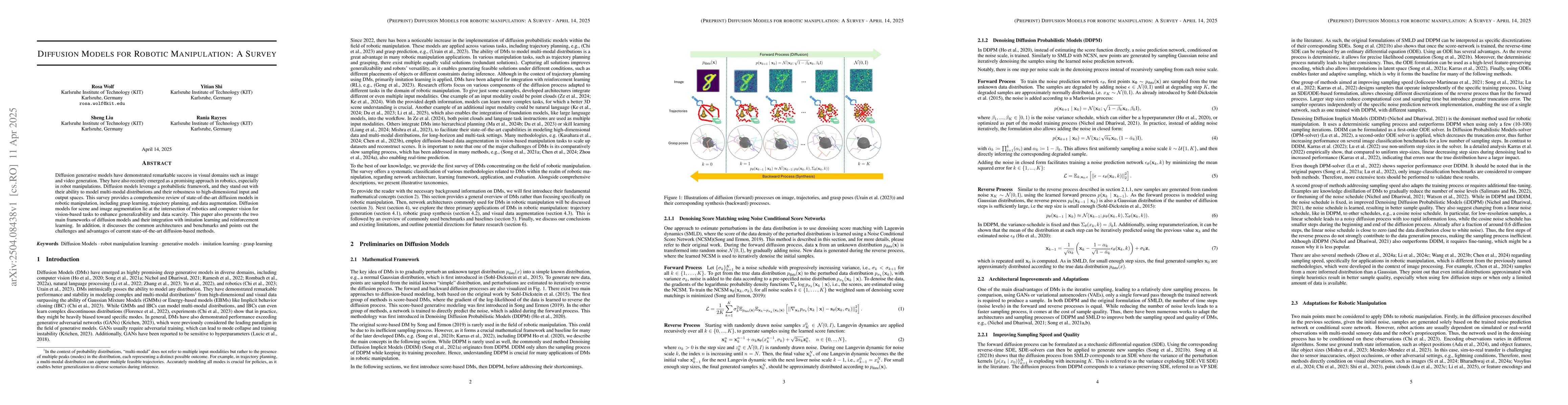 Thumbnail for Diffusion Models for Robotic Manipulation: A Survey