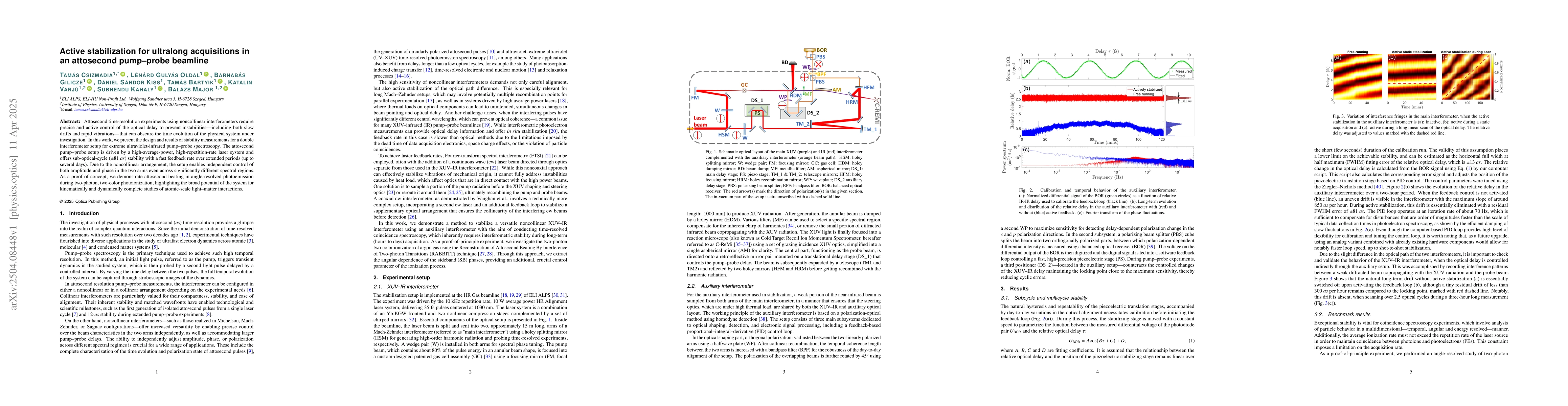 Thumbnail for Active stabilization for ultralong acquisitions in an attosecond
  pump-probe beamline