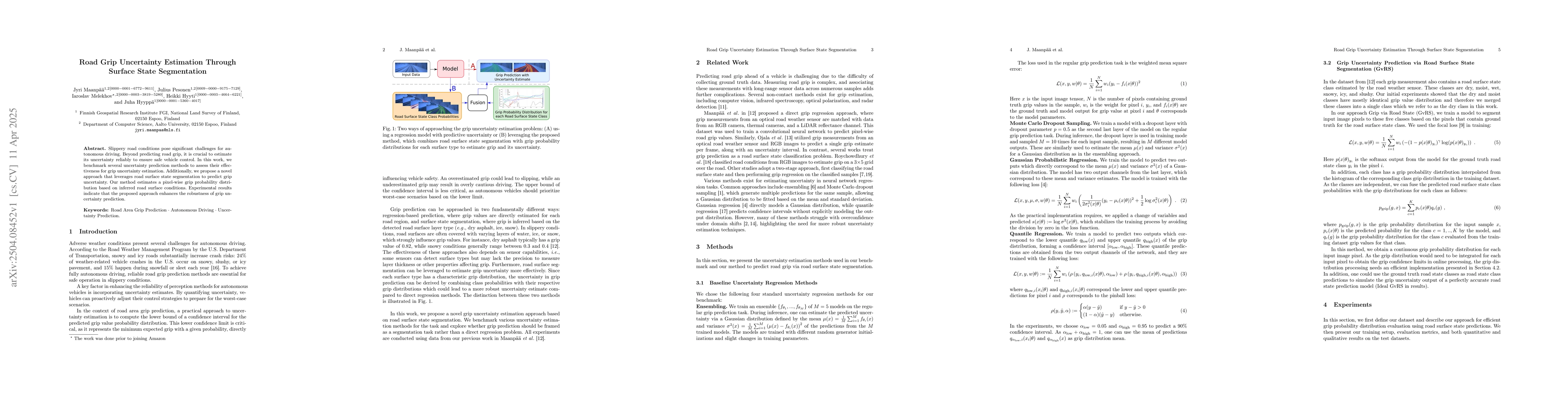 Thumbnail for Road Grip Uncertainty Estimation Through Surface State Segmentation