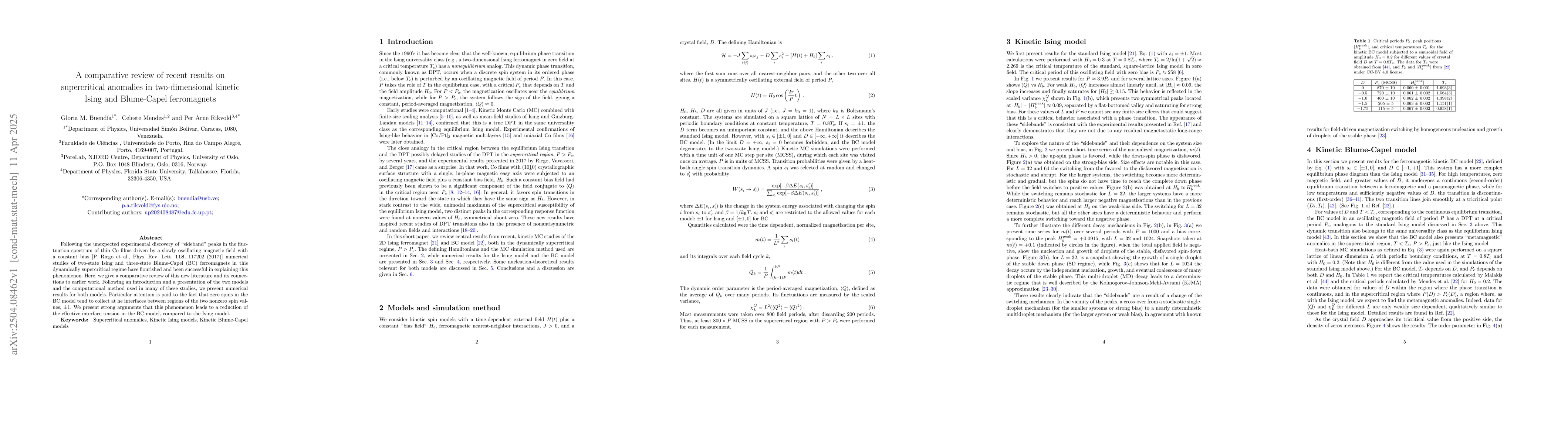 Thumbnail for A comparative review of recent results on supercritical anomalies in
  two-dimensional kinetic Ising and Blume-Capel ferromagnets