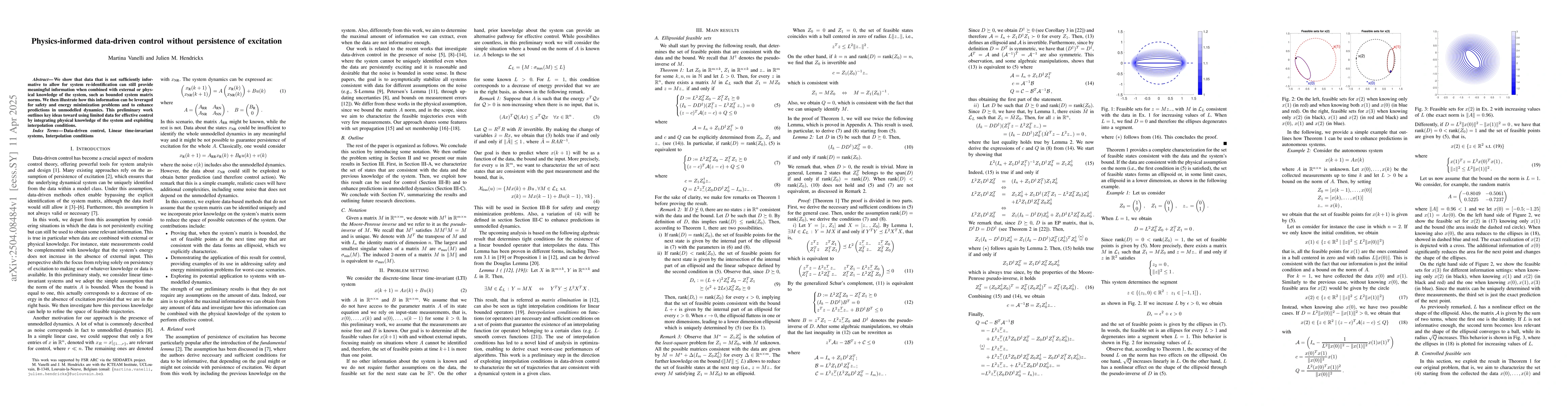 Thumbnail for Physics-informed data-driven control without persistence of excitation
