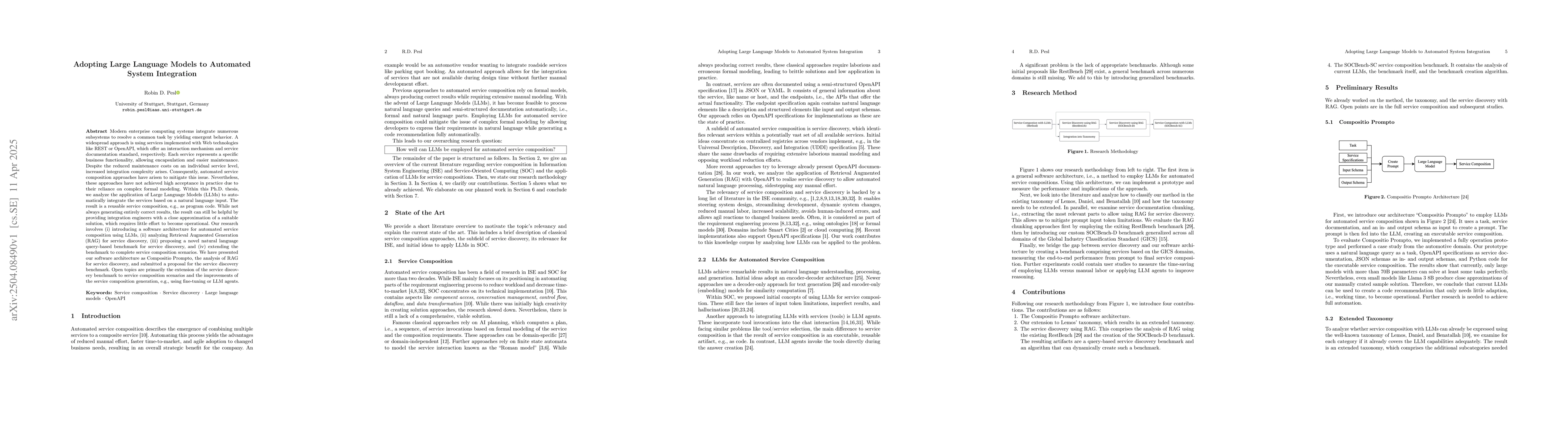 Thumbnail for Adopting Large Language Models to Automated System Integration