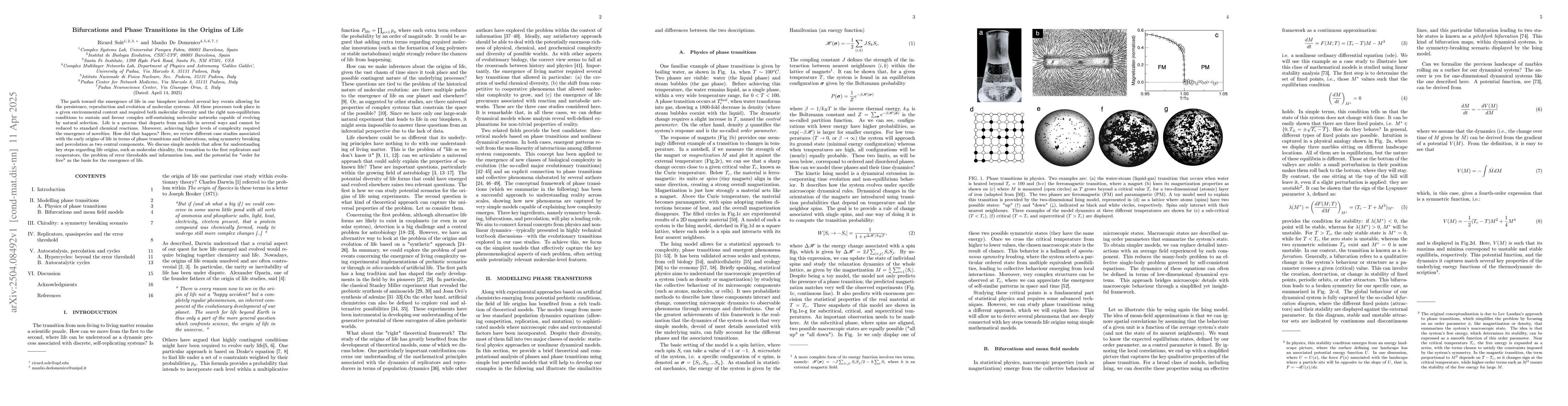 Thumbnail for Bifurcations and Phase Transitions in the Origins of Life