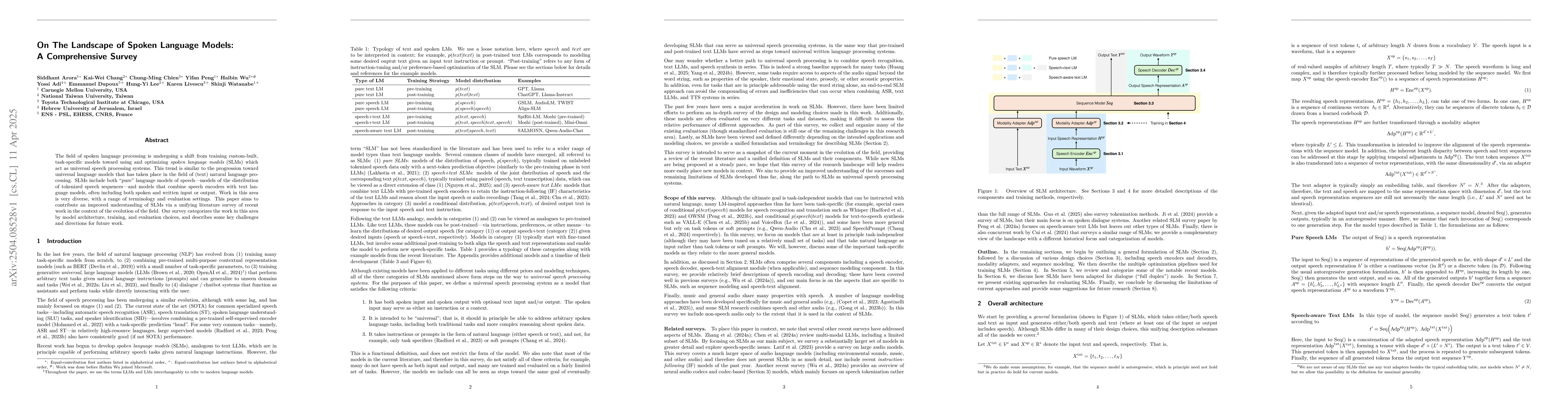 Thumbnail for On The Landscape of Spoken Language Models: A Comprehensive Survey