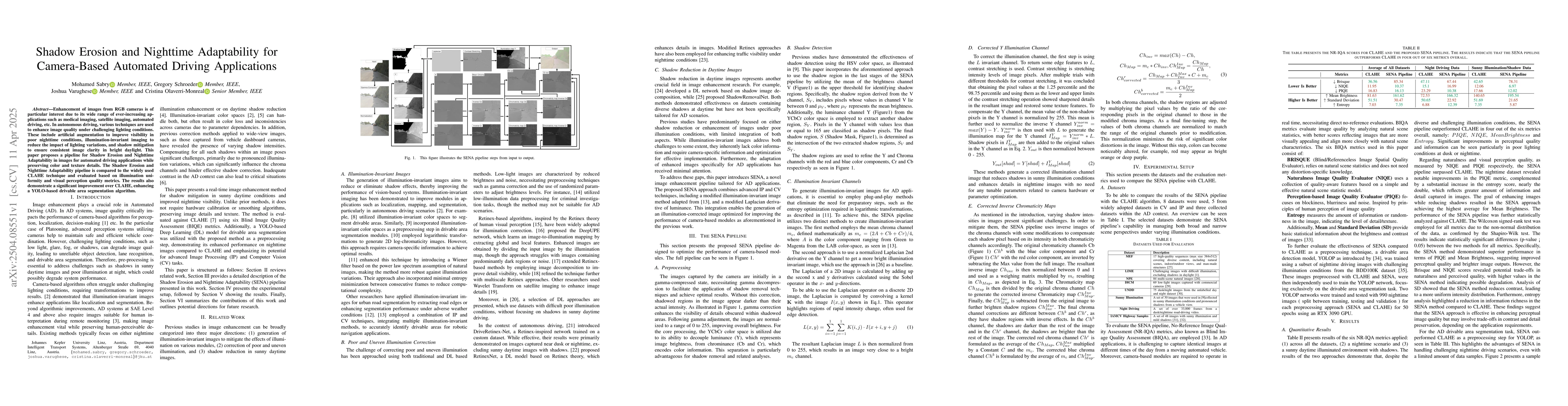 Thumbnail for Shadow Erosion and Nighttime Adaptability for Camera-Based Automated
  Driving Applications