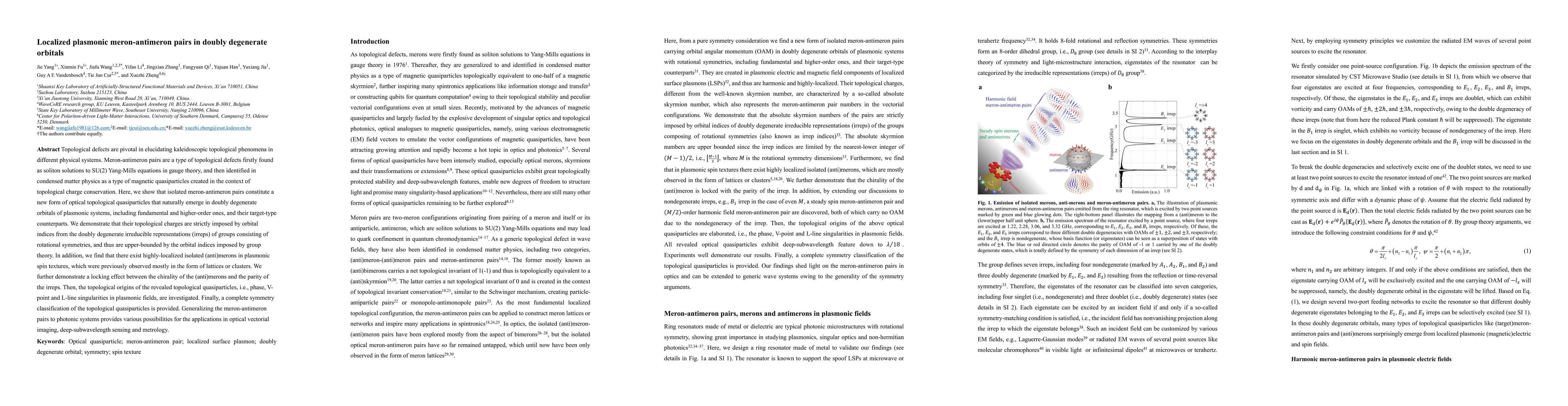Thumbnail for Localized plasmonic meron-antimeron pairs in doubly degenerate orbitals
