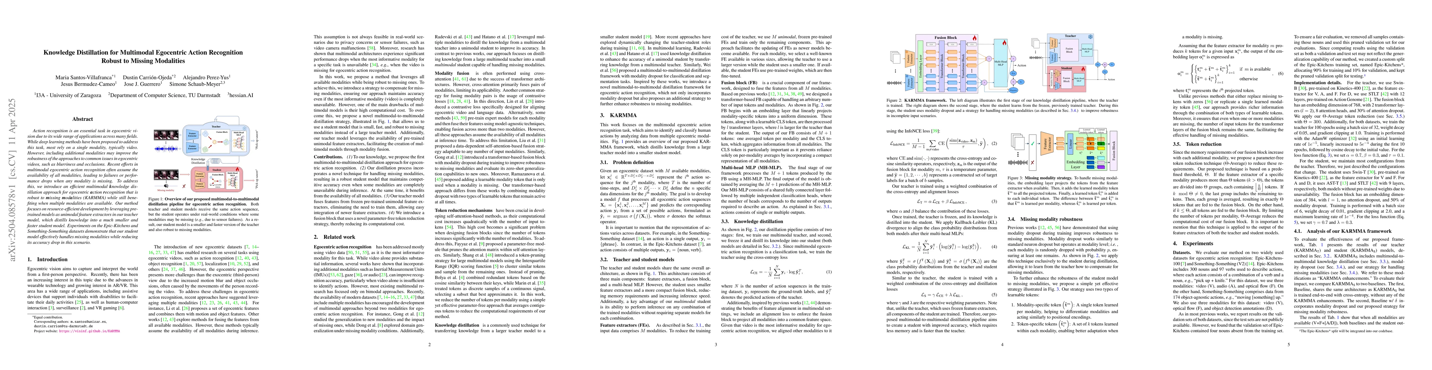 Thumbnail for Knowledge Distillation for Multimodal Egocentric Action Recognition
  Robust to Missing Modalities