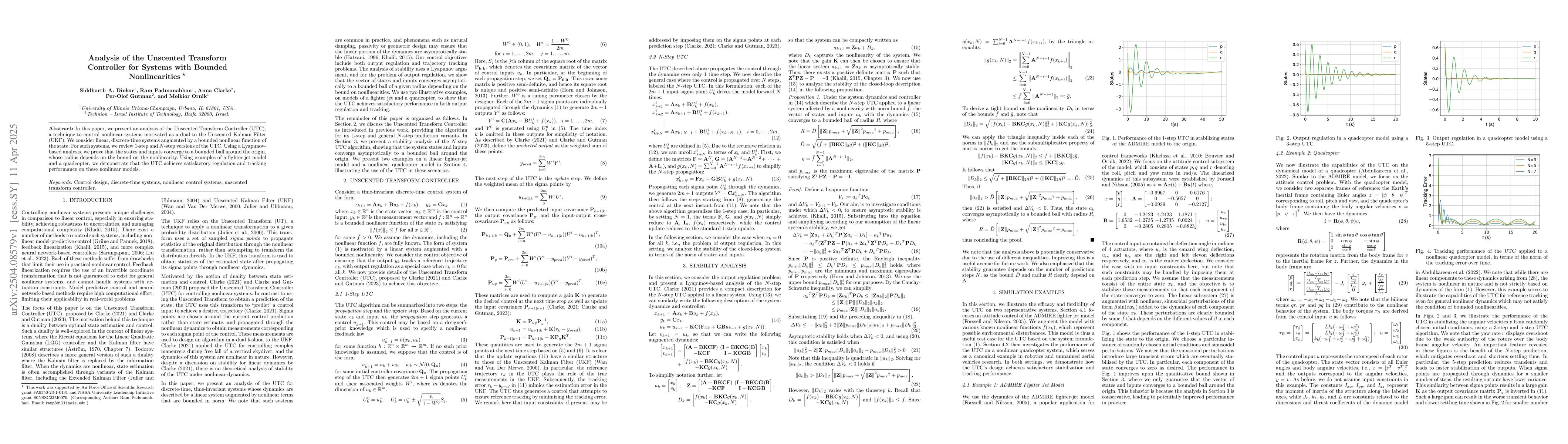 Thumbnail for Analysis of the Unscented Transform Controller for Systems with Bounded
  Nonlinearities