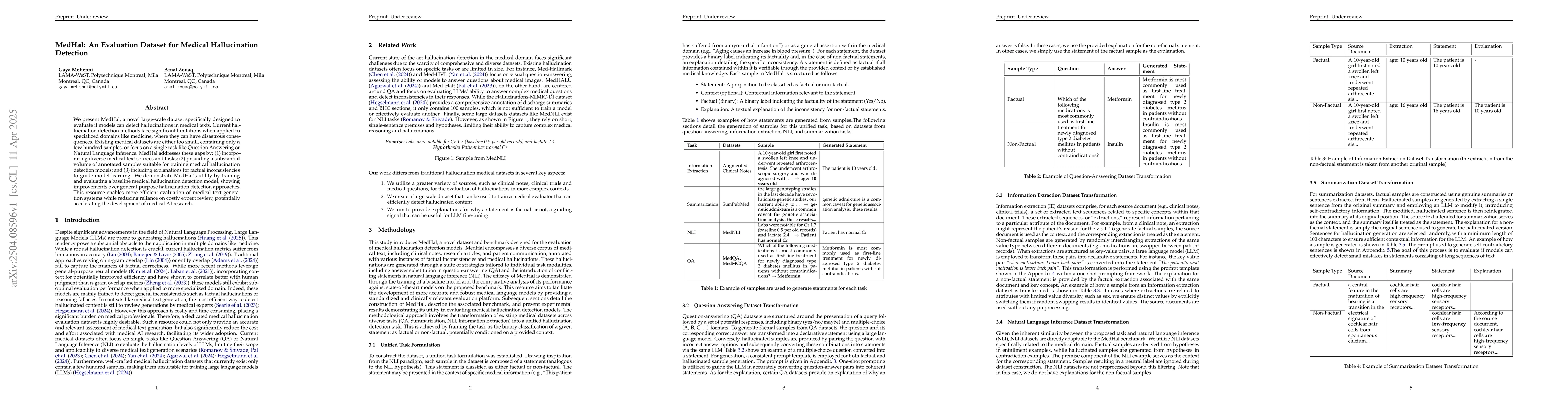 Thumbnail for MedHal: An Evaluation Dataset for Medical Hallucination Detection