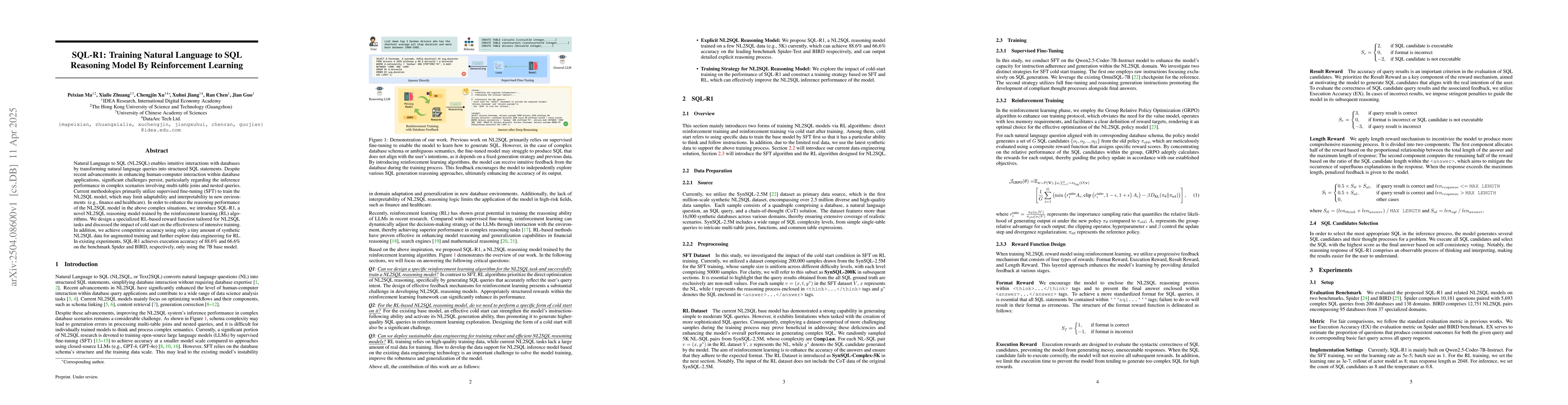 Thumbnail for SQL-R1: Training Natural Language to SQL Reasoning Model By
  Reinforcement Learning