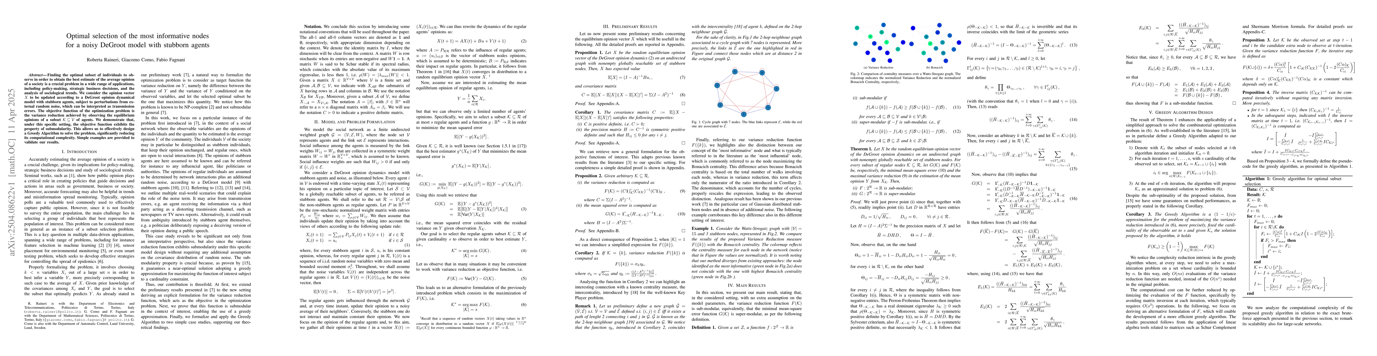 Thumbnail for Optimal selection of the most informative nodes for a noisy DeGroot
  model with stubborn agents