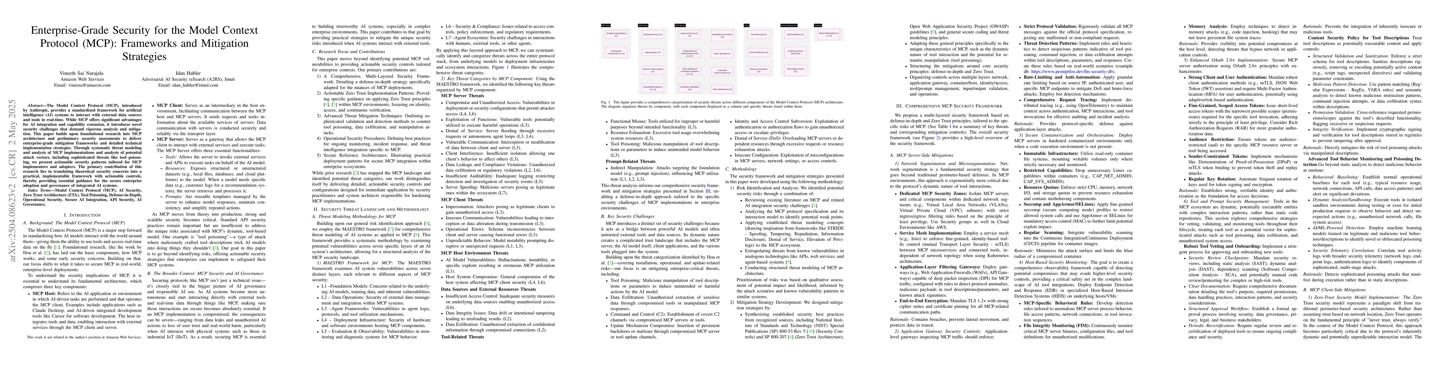 Thumbnail for Enterprise-Grade Security for the Model Context Protocol (MCP):
  Frameworks and Mitigation Strategies