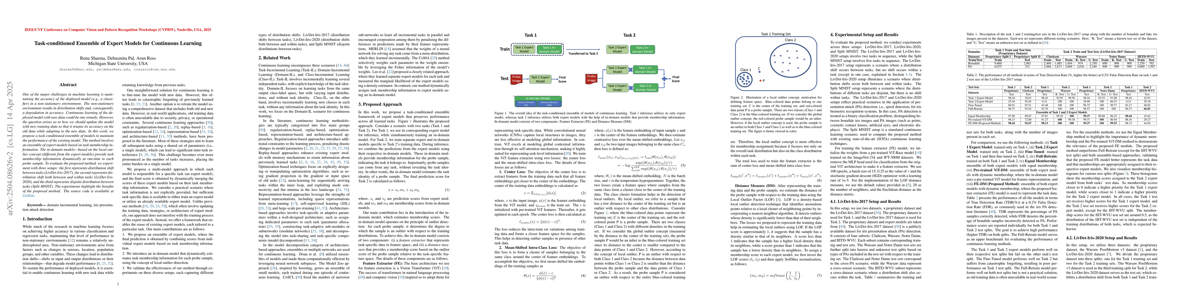 Thumbnail for Task-conditioned Ensemble of Expert Models for Continuous Learning