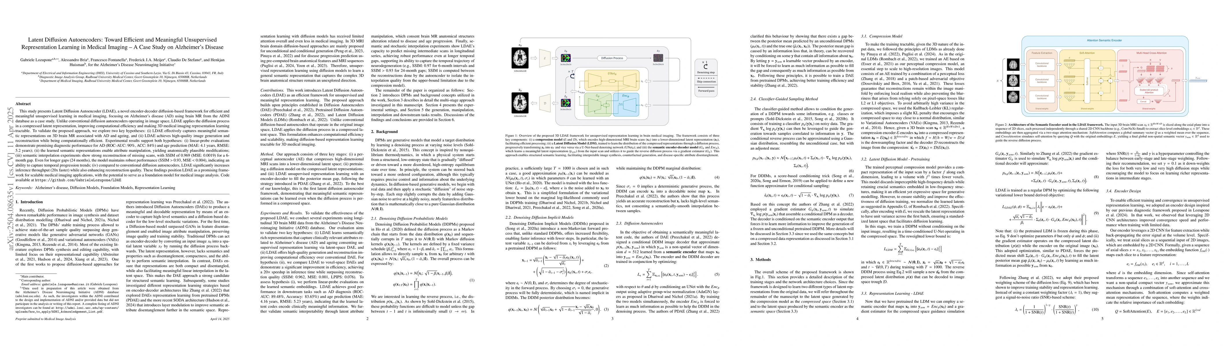 Thumbnail for Latent Diffusion Autoencoders: Toward Efficient and Meaningful
  Unsupervised Representation Learning in Medical Imaging