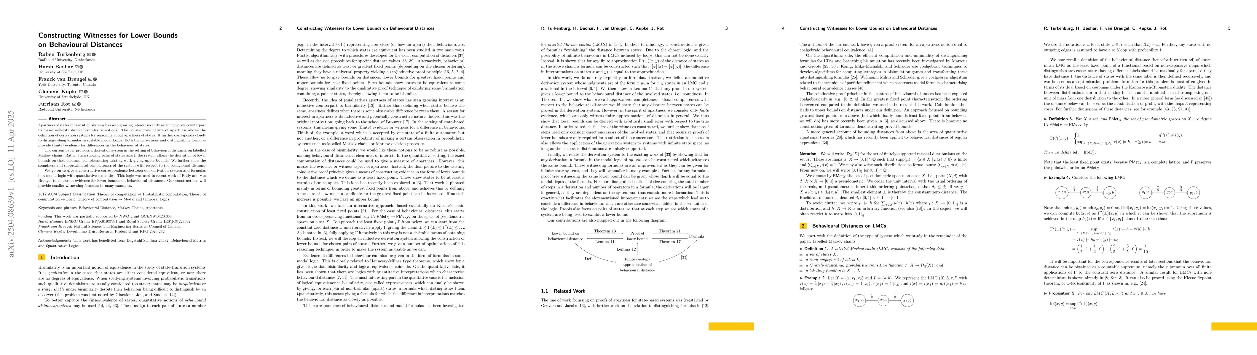 Thumbnail for Constructing Witnesses for Lower Bounds on Behavioural Distances