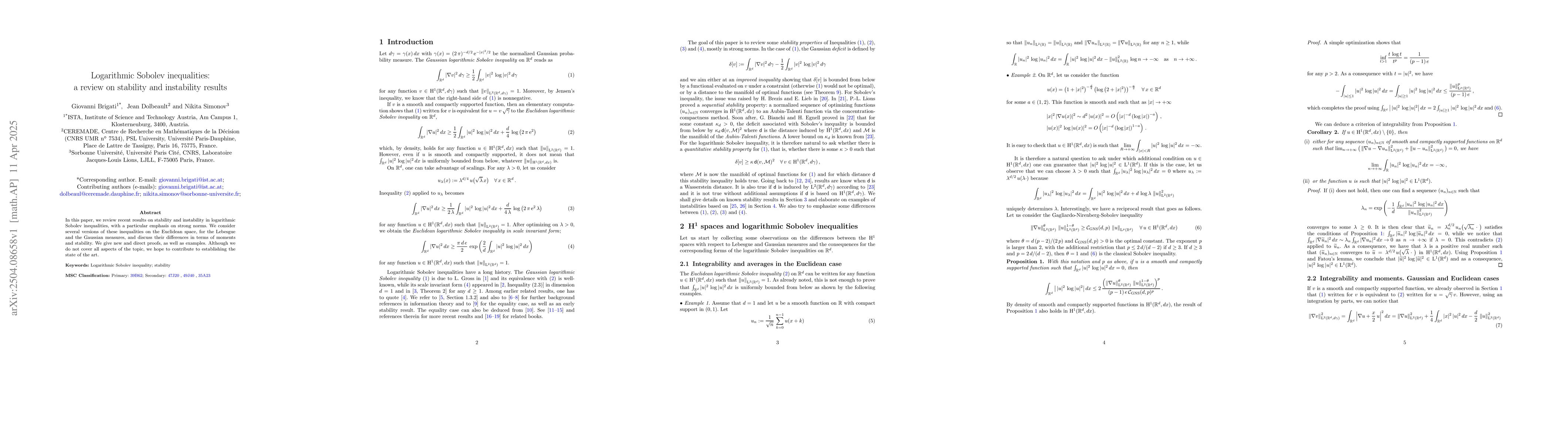 Thumbnail for Logarithmic Sobolev inequalities: a review on stability and instability
  results