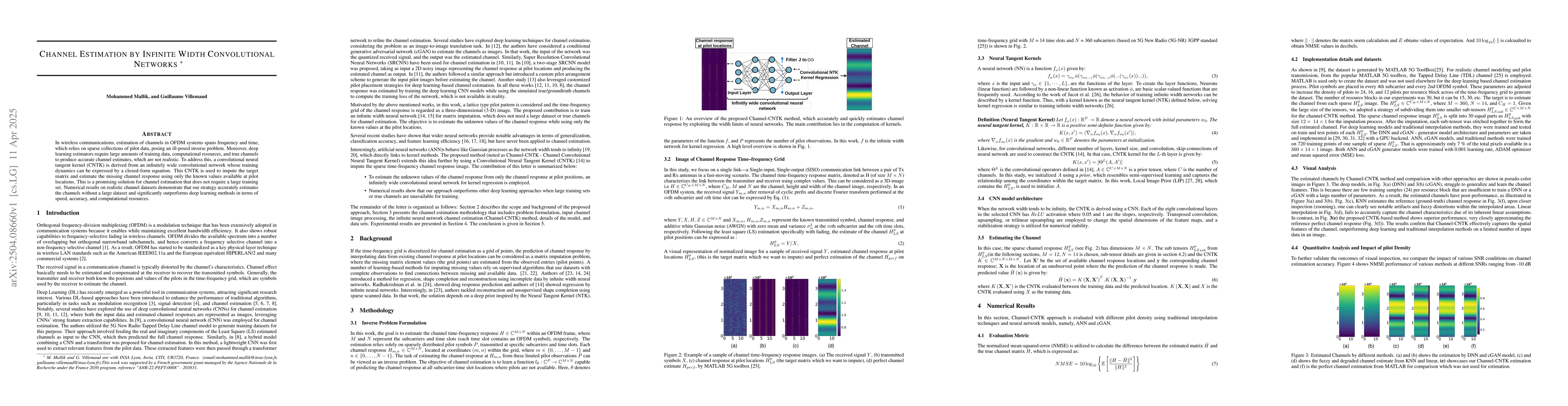 Thumbnail for Channel Estimation by Infinite Width Convolutional Networks