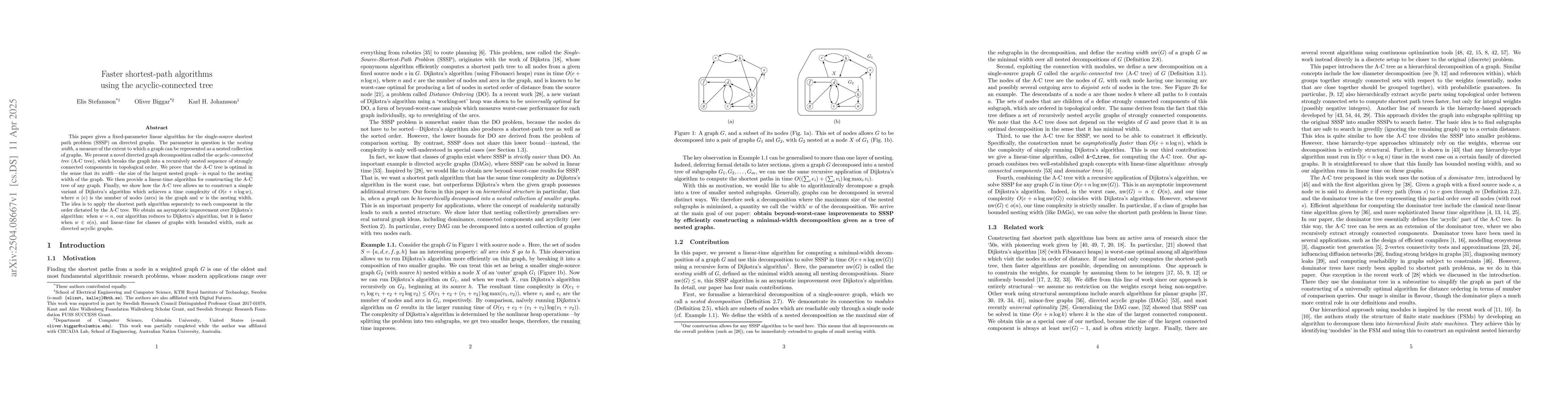 Thumbnail for Faster shortest-path algorithms using the acyclic-connected tree