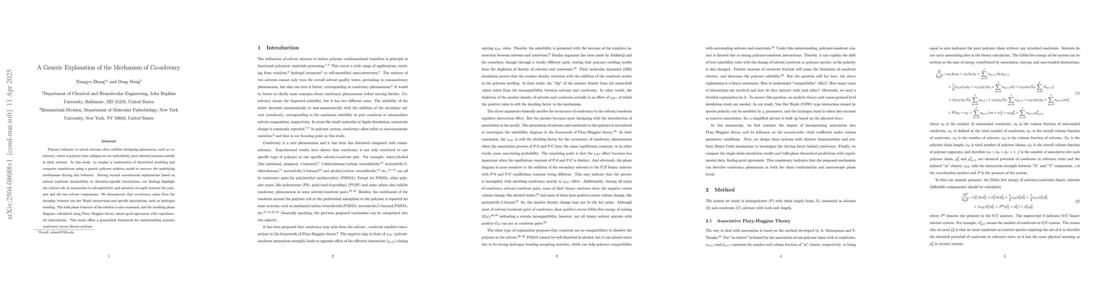 Thumbnail for A Generic Explanation of the Mechanism of Co-solvency