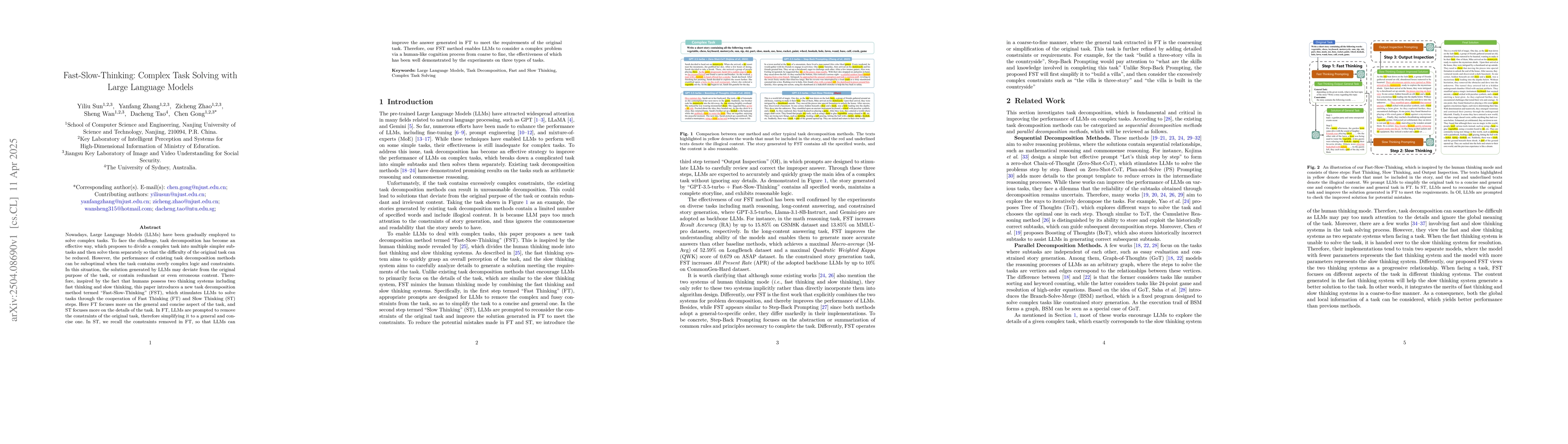 Thumbnail for Fast-Slow-Thinking: Complex Task Solving with Large Language Models