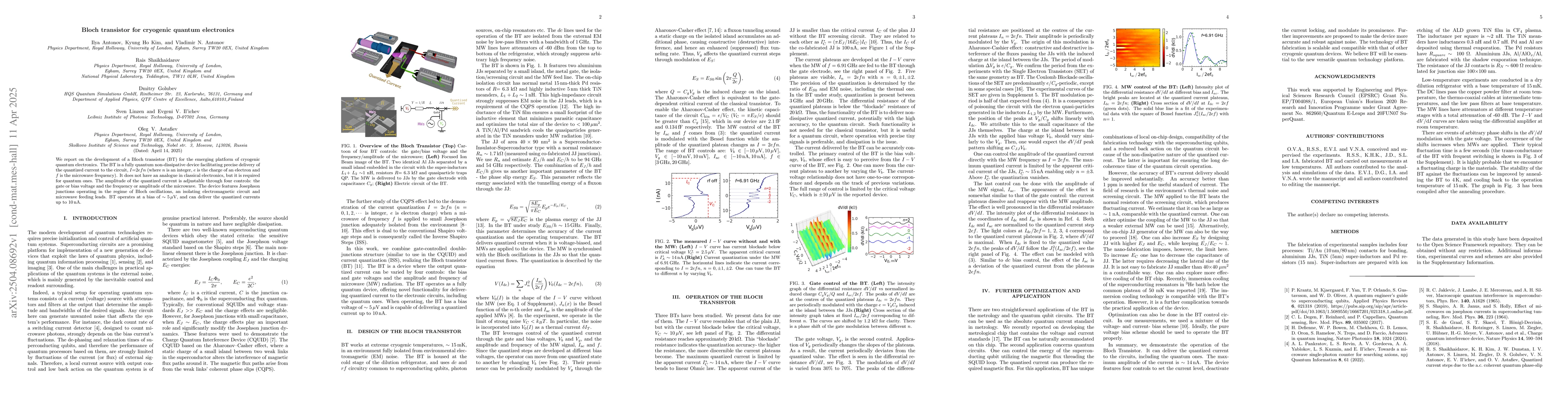 Thumbnail for Bloch transistor for cryogenic quantum electronics