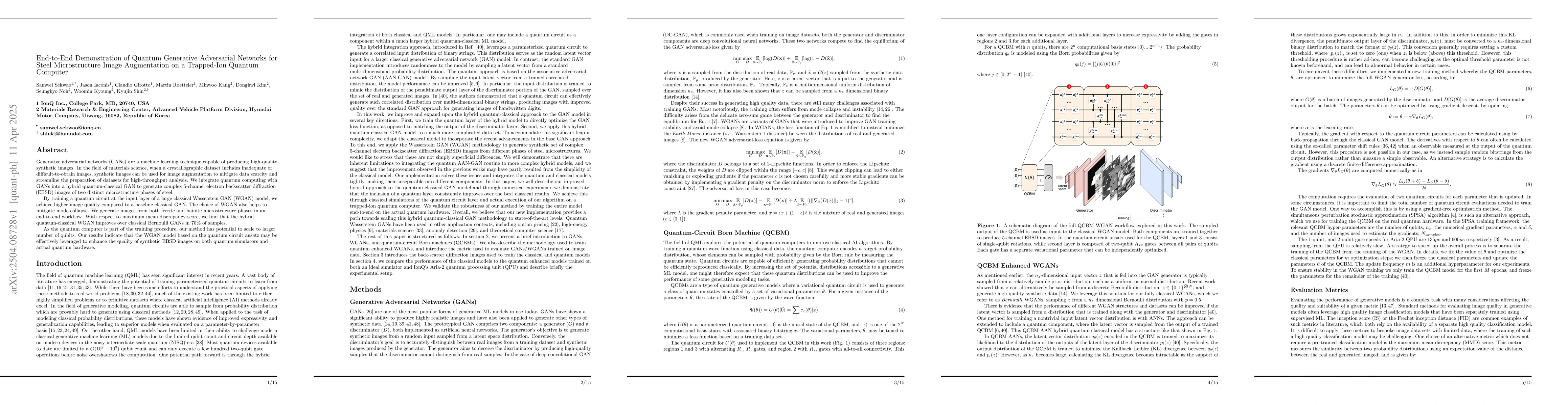 Thumbnail for End-to-End Demonstration of Quantum Generative Adversarial Networks for
  Steel Microstructure Image Augmentation on a Trapped-Ion Quantum Computer