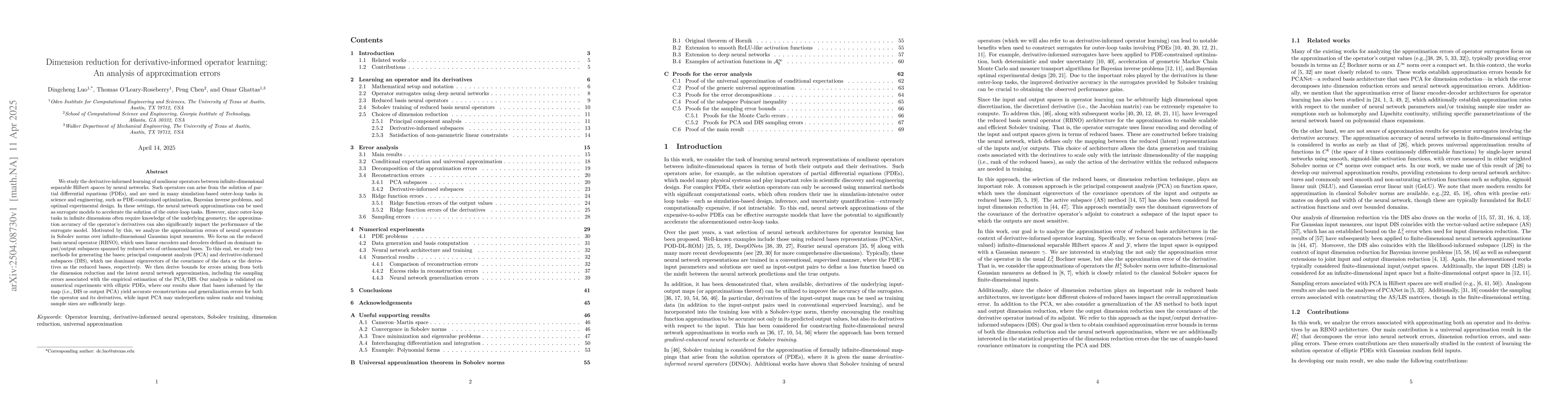 Thumbnail for Dimension reduction for derivative-informed operator learning: An
  analysis of approximation errors