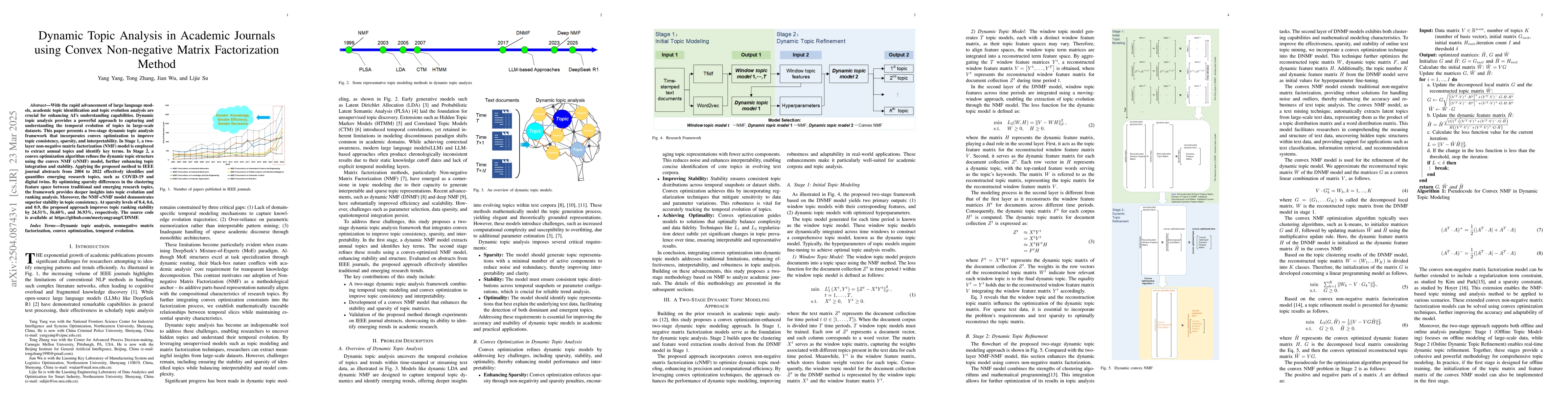 Thumbnail for Dynamic Topic Analysis in Academic Journals using Convex Non-negative
  Matrix Factorization Method