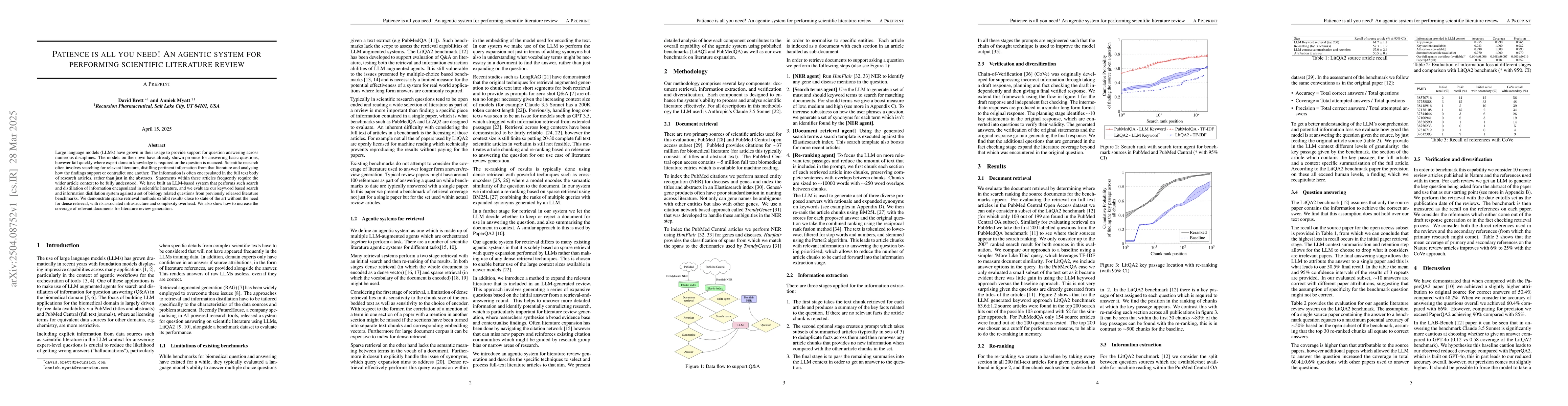 Thumbnail for Patience is all you need! An agentic system for performing scientific
  literature review