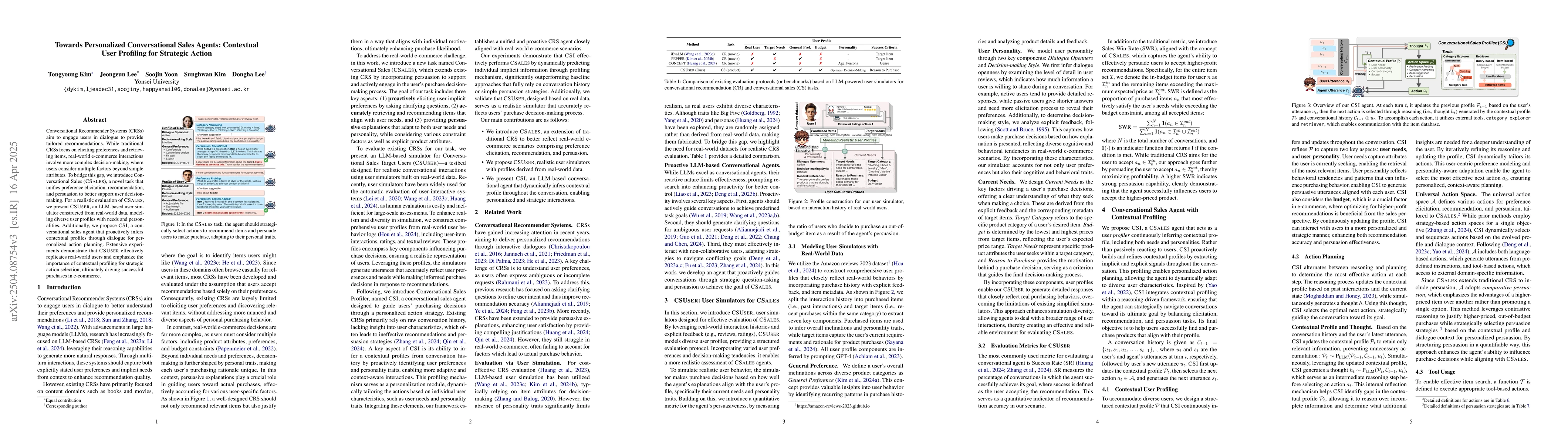 Thumbnail for Towards Personalized Conversational Sales Agents : Contextual User
  Profiling for Strategic Action