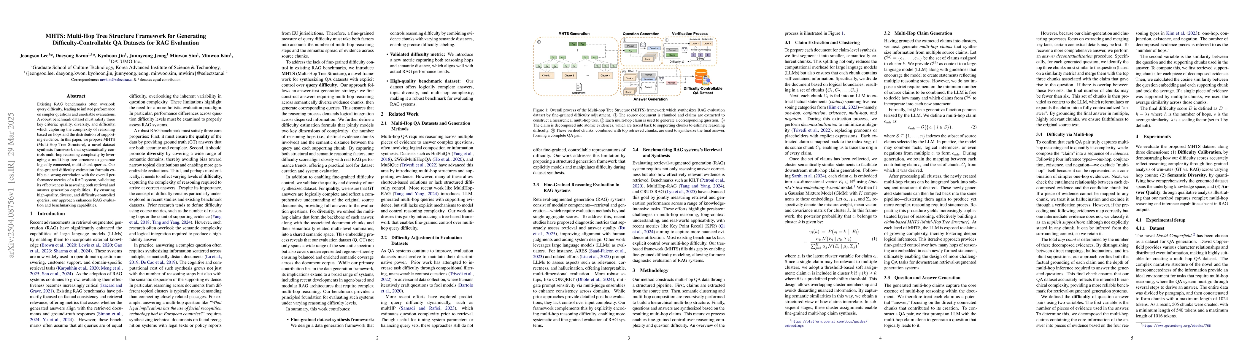 Thumbnail for MHTS: Multi-Hop Tree Structure Framework for Generating
  Difficulty-Controllable QA Datasets for RAG Evaluation