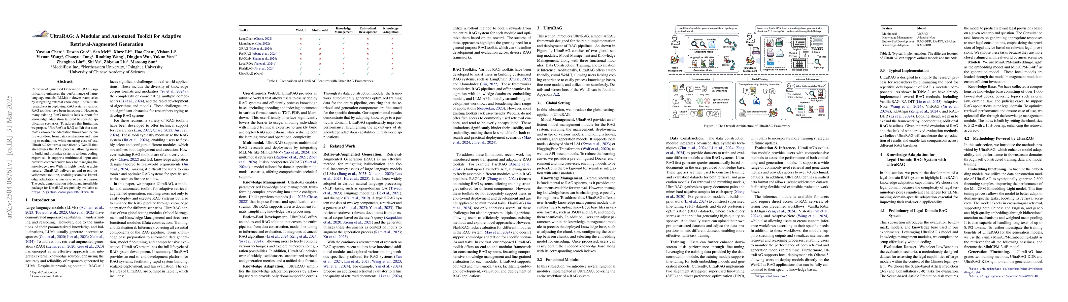Thumbnail for UltraRAG: A Modular and Automated Toolkit for Adaptive
  Retrieval-Augmented Generation