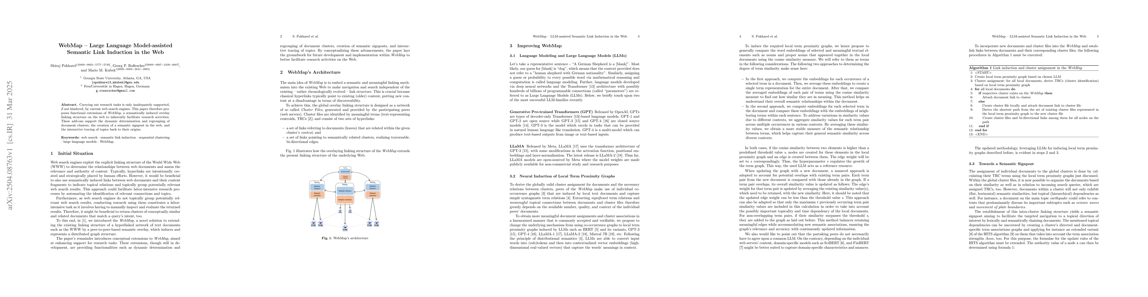 Thumbnail for WebMap -- Large Language Model-assisted Semantic Link Induction in the
  Web