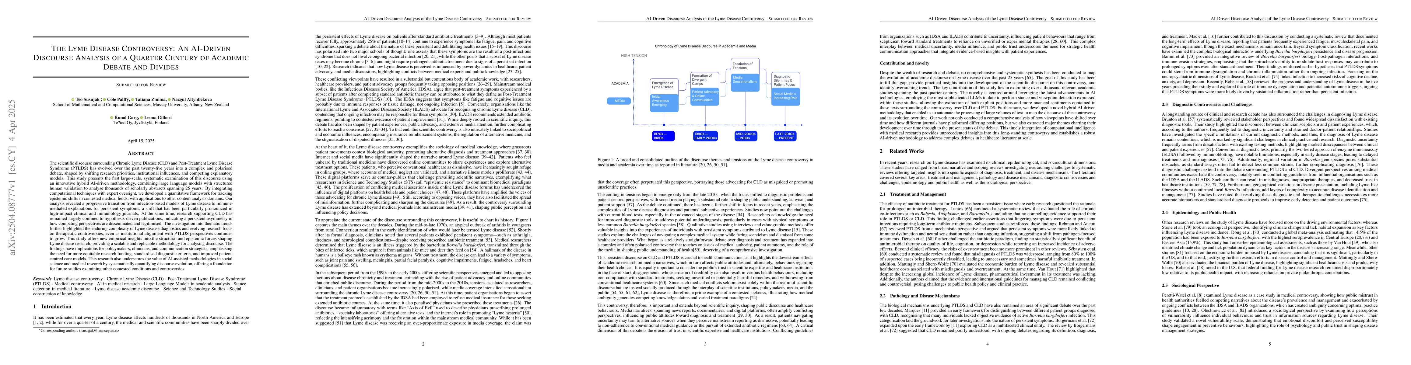 Thumbnail for The Lyme Disease Controversy: An AI-Driven Discourse Analysis of a
  Quarter Century of Academic Debate and Divides