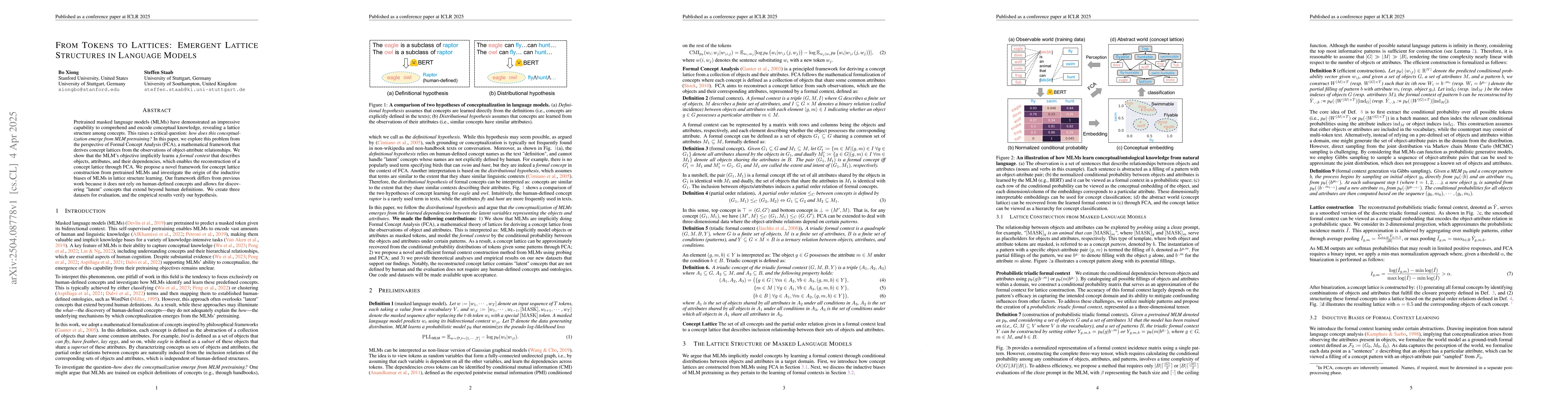 Thumbnail for From Tokens to Lattices: Emergent Lattice Structures in Language Models