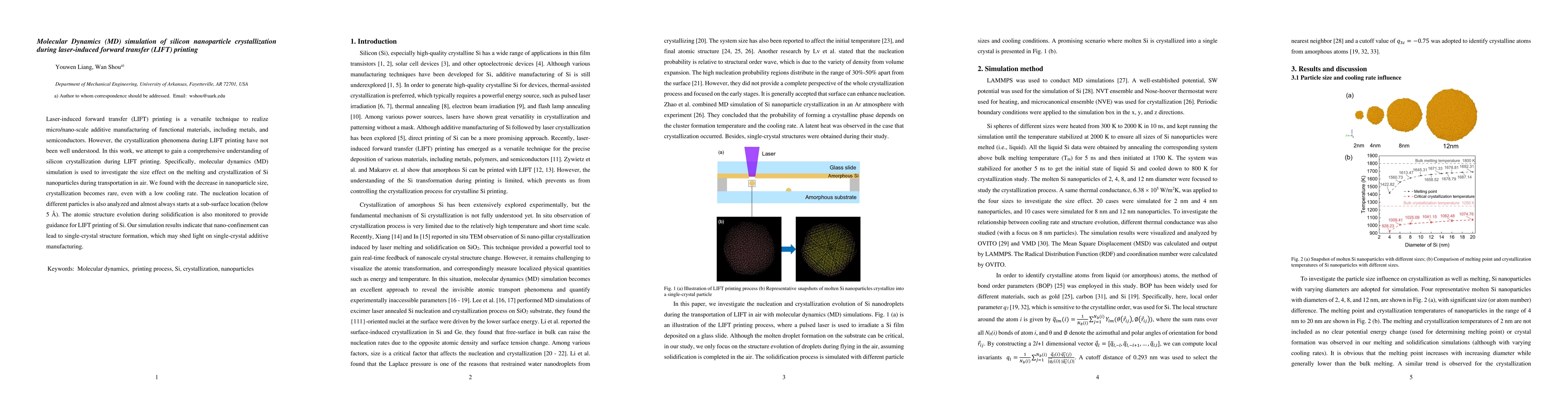 Thumbnail for Molecular Dynamics (MD) simulation of silicon nanoparticle
  crystallization during laser-induced forward transfer (LIFT) printing