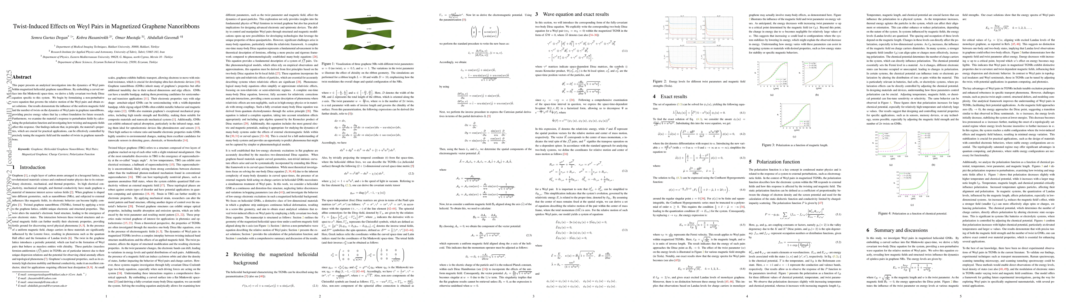 Thumbnail for Twist-Induced Effects on Weyl Pairs in Magnetized Graphene Nanoribbons
