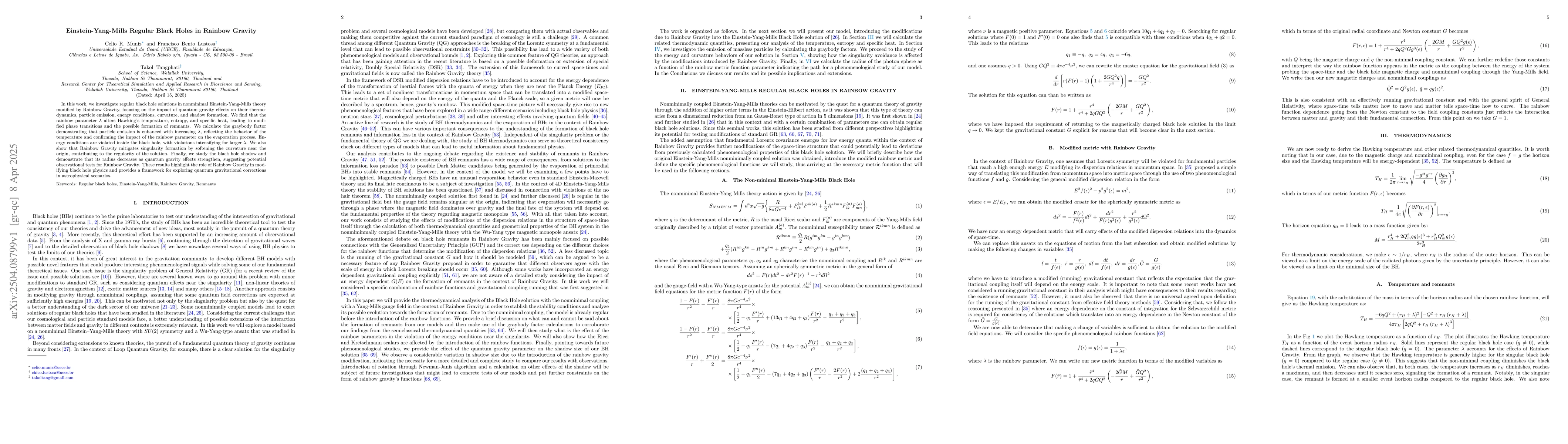 Thumbnail for Einstein-Yang-Mills Regular Black Holes in Rainbow Gravity