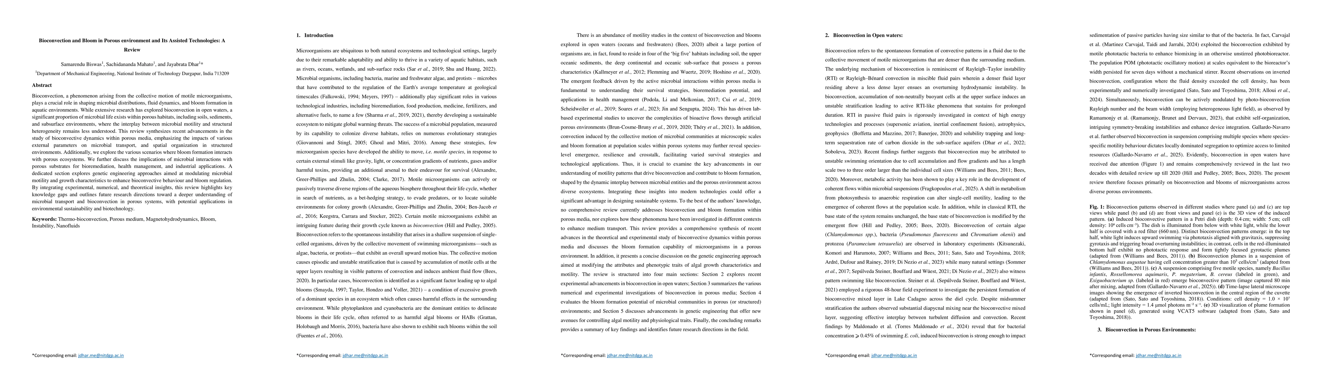 Thumbnail for Bioconvection and Bloom in Porous environment and Its Assisted
  Technologies: A Review