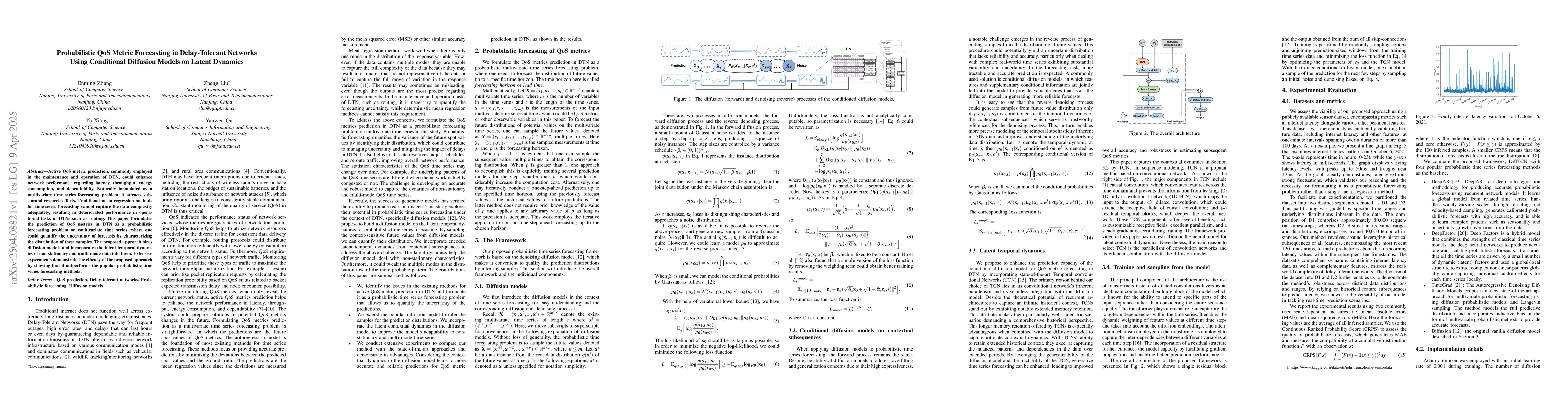 Thumbnail for Probabilistic QoS Metric Forecasting in Delay-Tolerant Networks Using
  Conditional Diffusion Models on Latent Dynamics