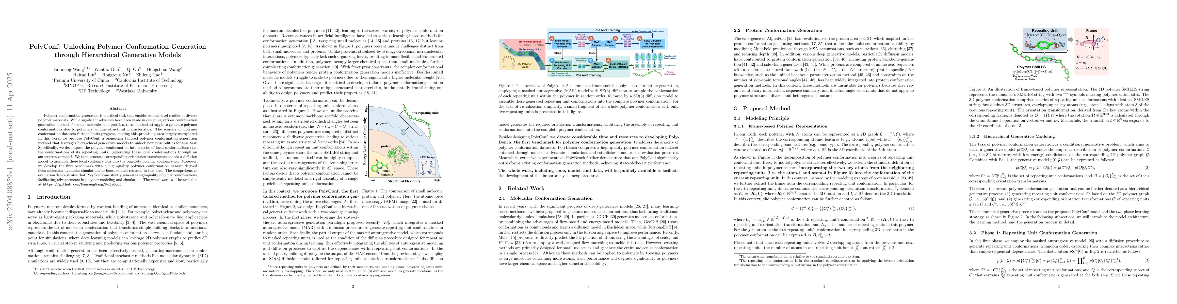 Thumbnail for PolyConf: Unlocking Polymer Conformation Generation through Hierarchical
  Generative Models