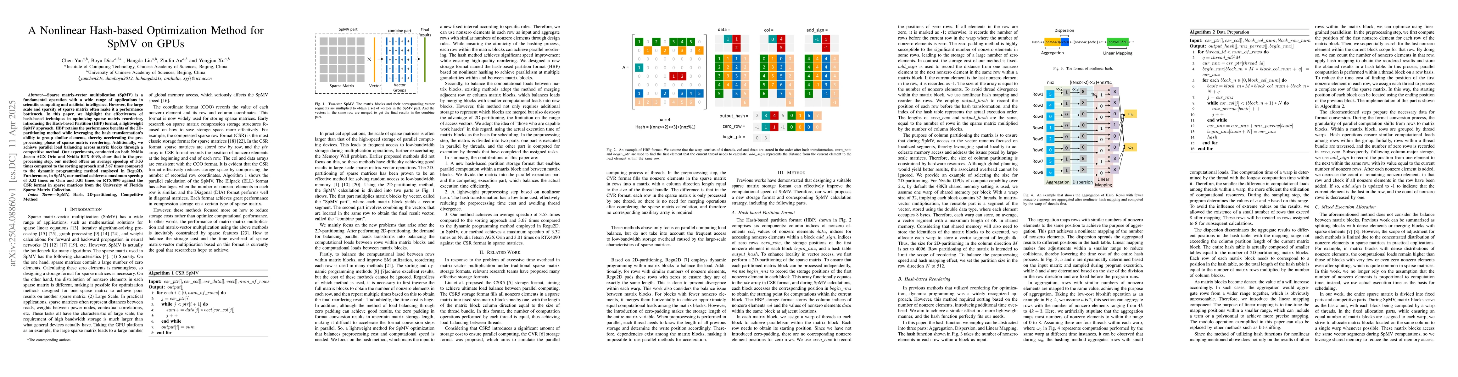 Thumbnail for A Nonlinear Hash-based Optimization Method for SpMV on GPUs