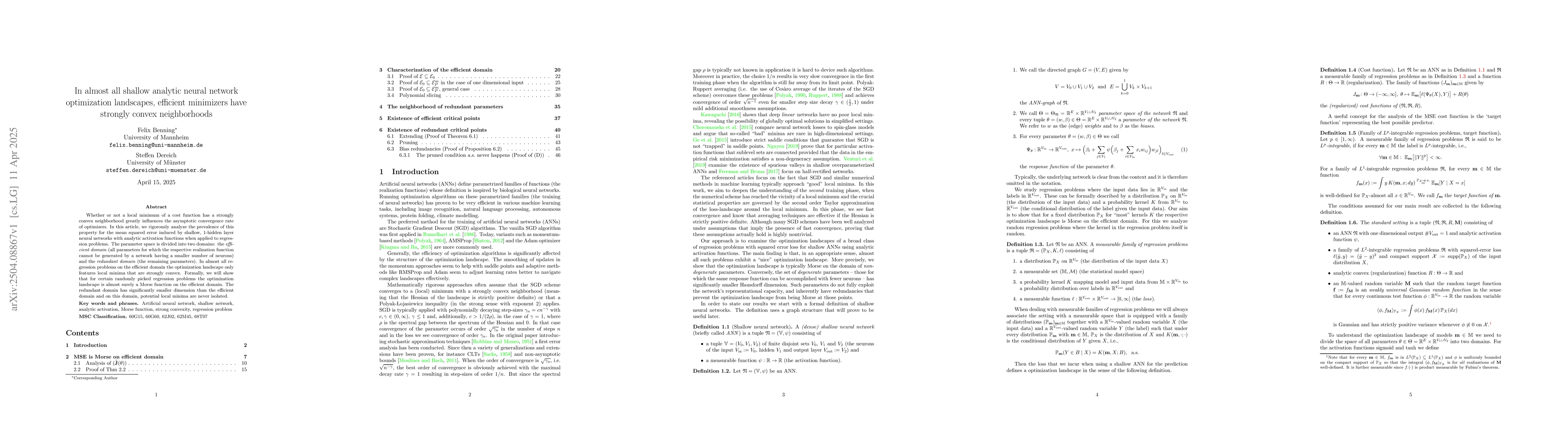 Thumbnail for In almost all shallow analytic neural network optimization landscapes,
  efficient minimizers have strongly convex neighborhoods